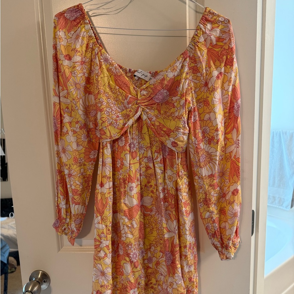 Floral Yellow and Orange Women's Dress